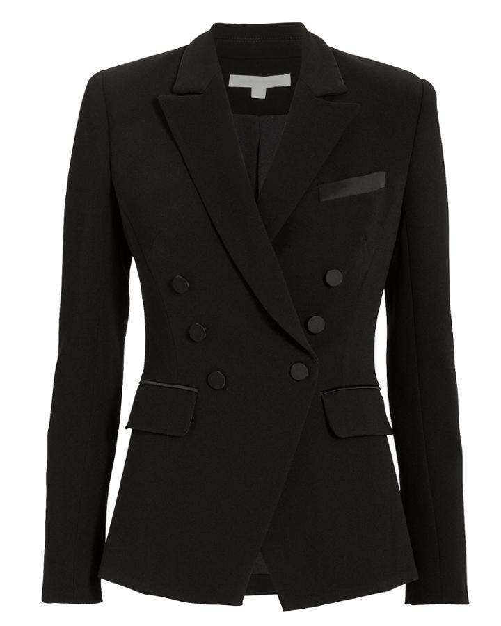 Jonathan Simkhai Satin Trim Black Blazer Black 8