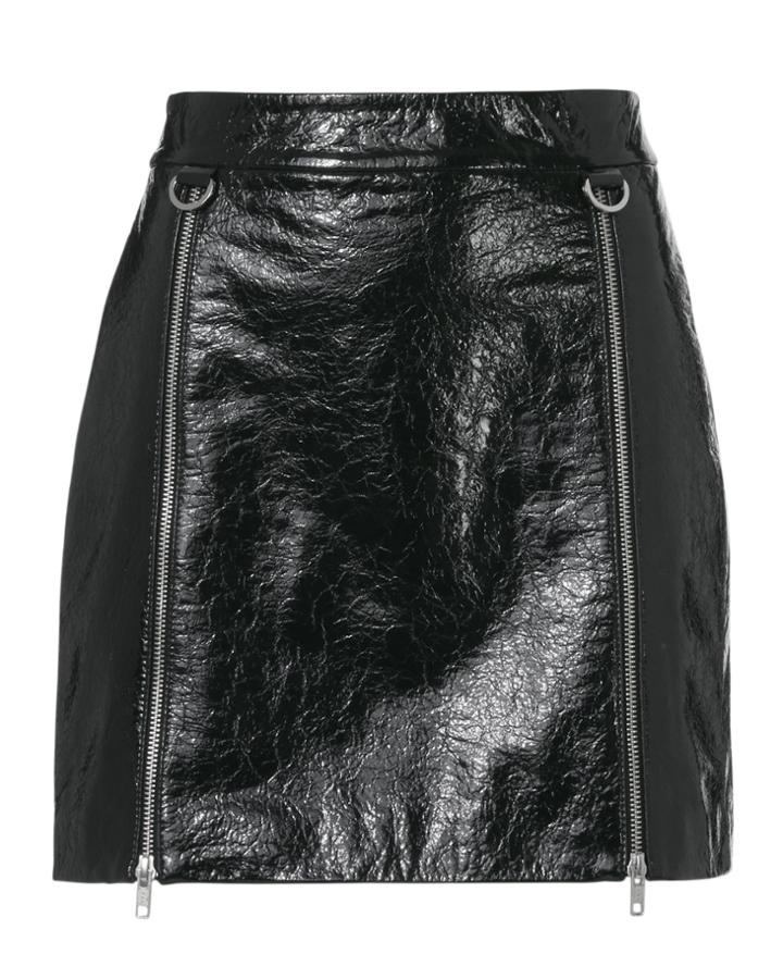 Michelle Mason Double Zip-up Patent Leather Skirt Black Zero