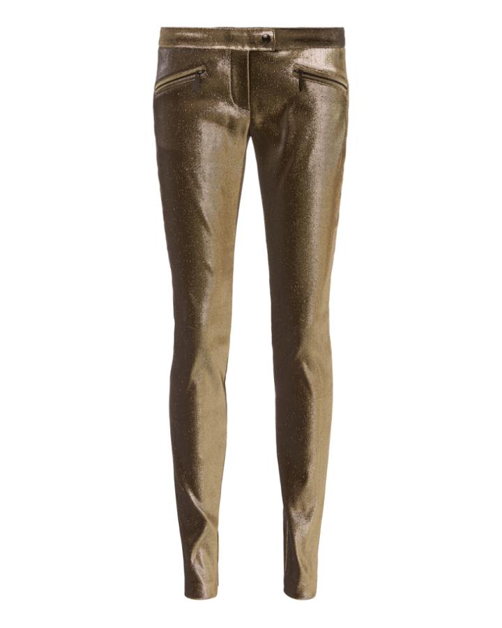 Barbara Bui Gold Jersey Lurex Skinny Pants