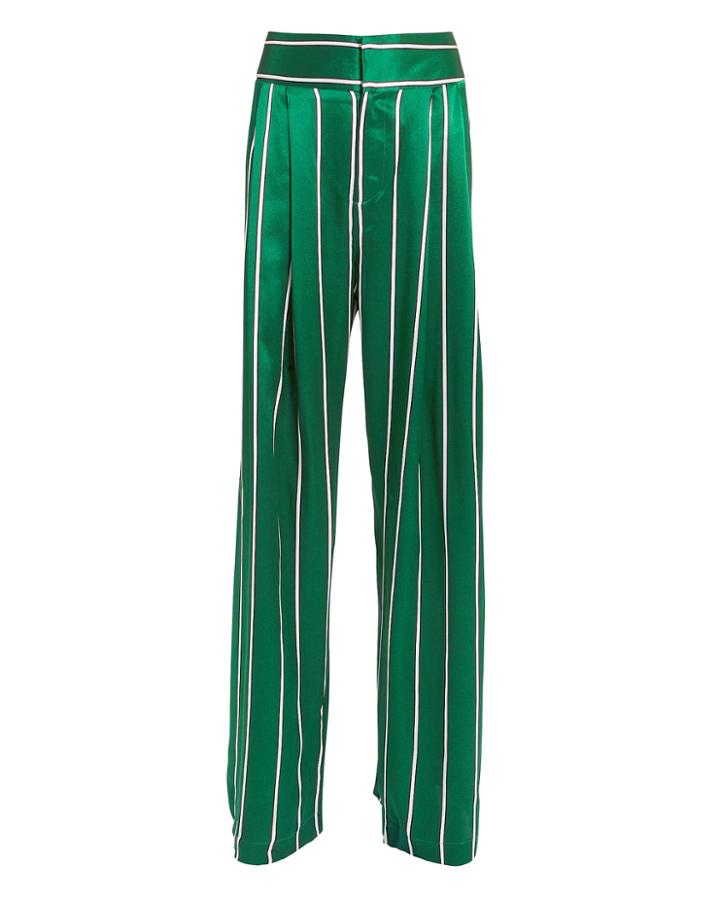 Maggie Marilyn Love Unconditionally Jade Stripe Silk Pant Green 8