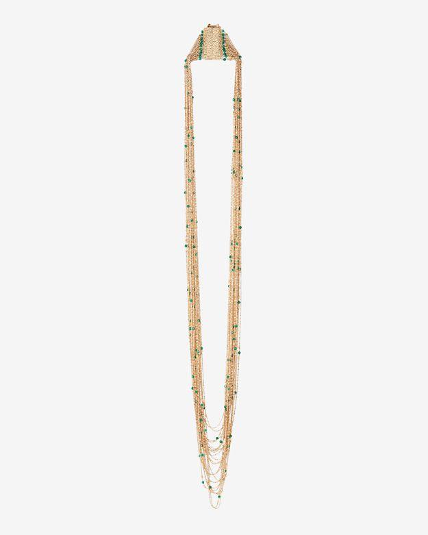 Rosantica Green Bead Multi Layered Chain Necklace