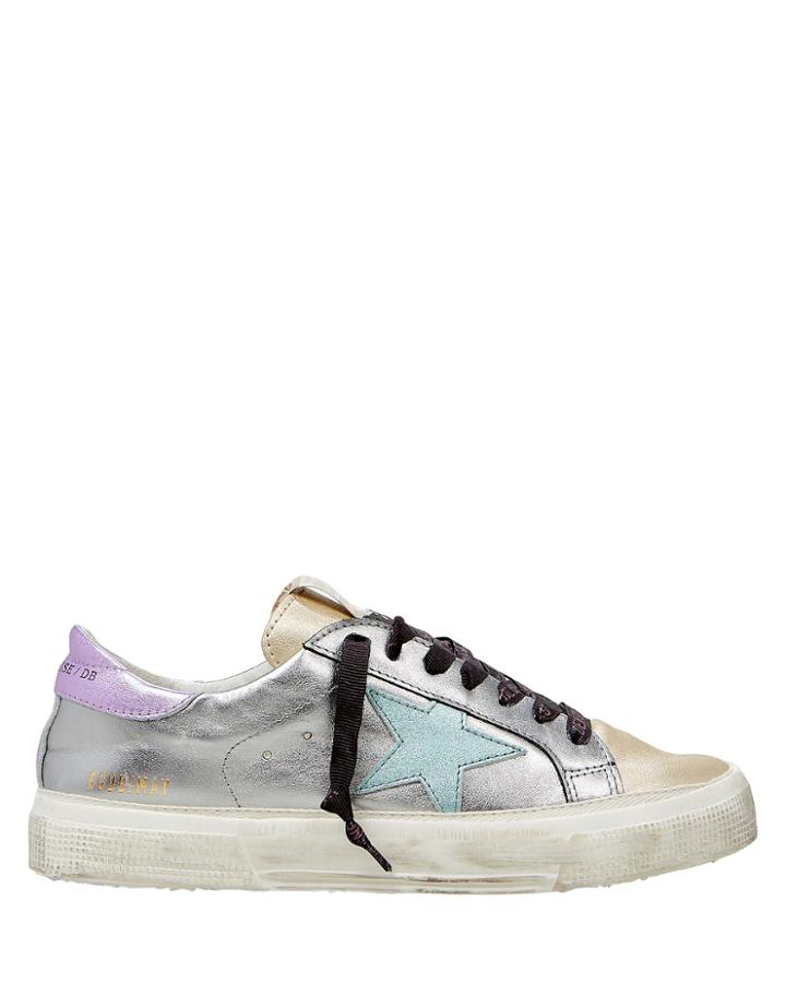 Golden Goose May Colorblock Low-top Sneakers Gold/silver/purple 36