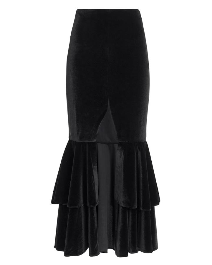 Patbo Bo Black Ruffle Midi Skirt Black Zero