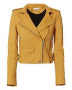 Iro Ashville Yellow Cropped Leather Jacket Yellow 34