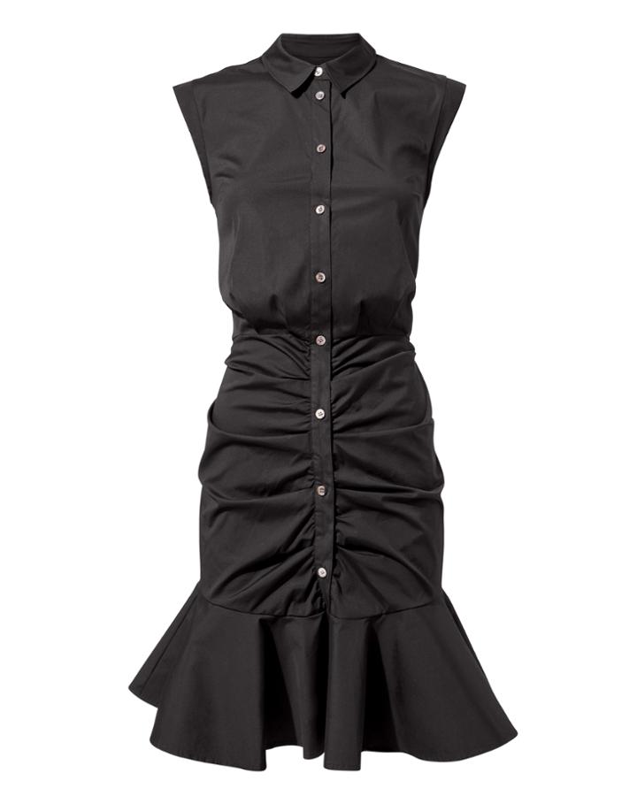 Veronica Beard Core Bell Ruched Dress Black 6