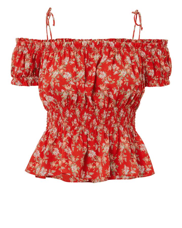 Exclusive For Intermix Intermix Kellen Red Floral Blouse Multi P