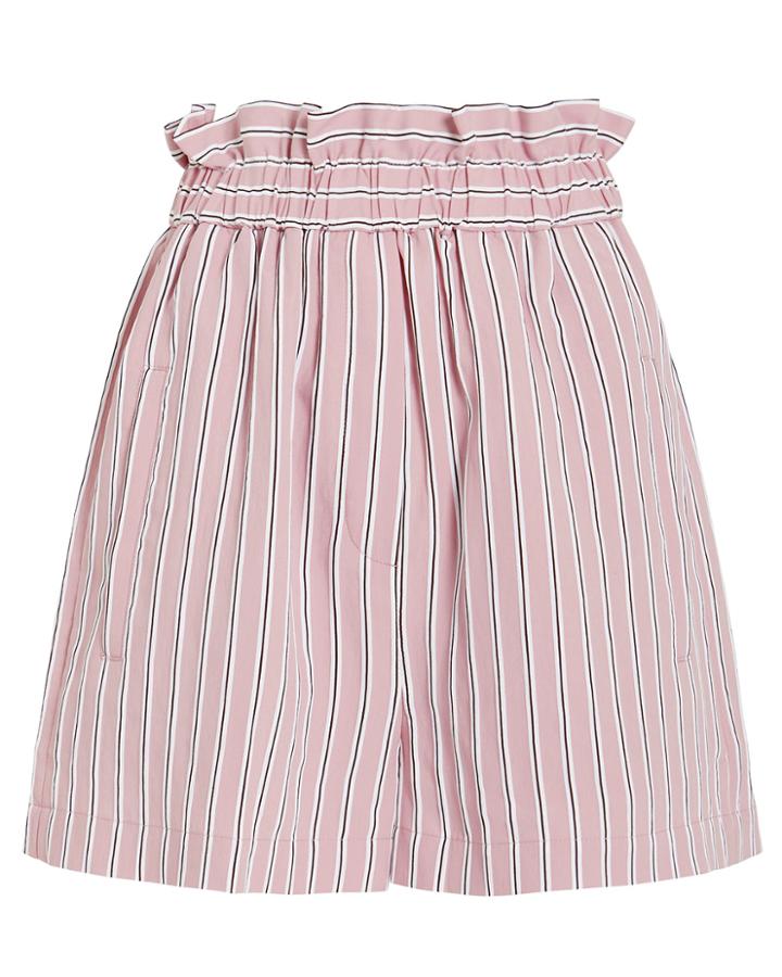 Tibi Striped Twill Shirred Pants Dusty Pink S