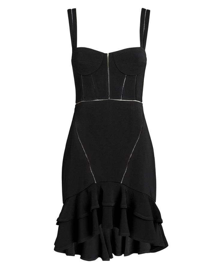 Jonathan Simkhai Black Bustier Ruffle Hem Mini Dress Black 6