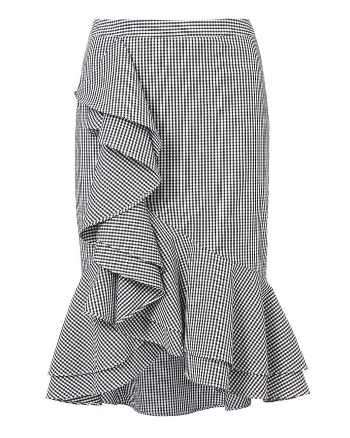 Exclusive For Interm Slyvia Ruffle Front Gingham Skirt