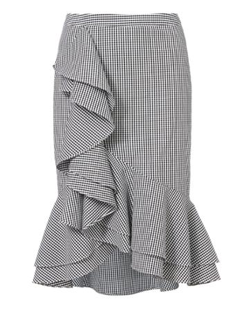 Exclusive For Interm Slyvia Ruffle Front Gingham Skirt