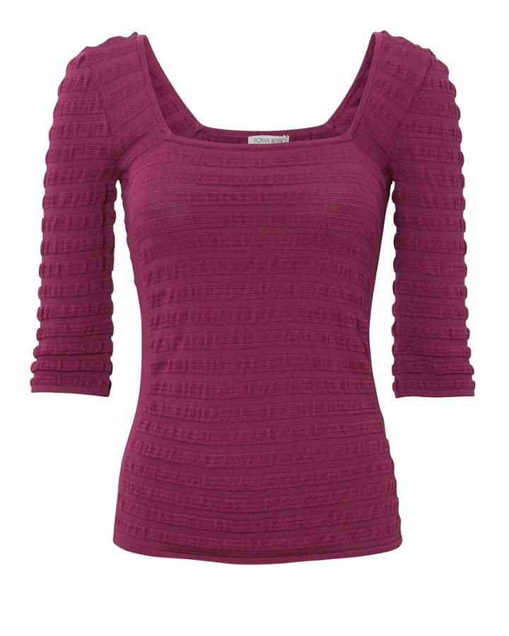 Torn Ronny Kobo Carmel Square Neck Top Purple P