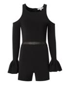 Jonathan Simkhai Cold Shoulder Black Knit Romper Black P