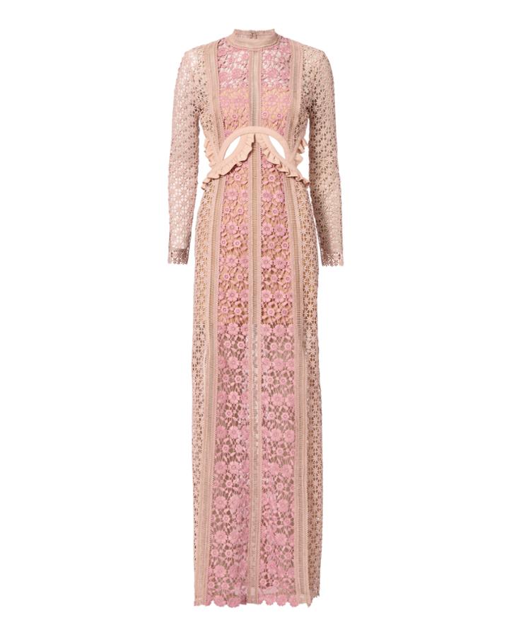 Self-portrait Payne Cutout Maxi Dress Blush/nude 4