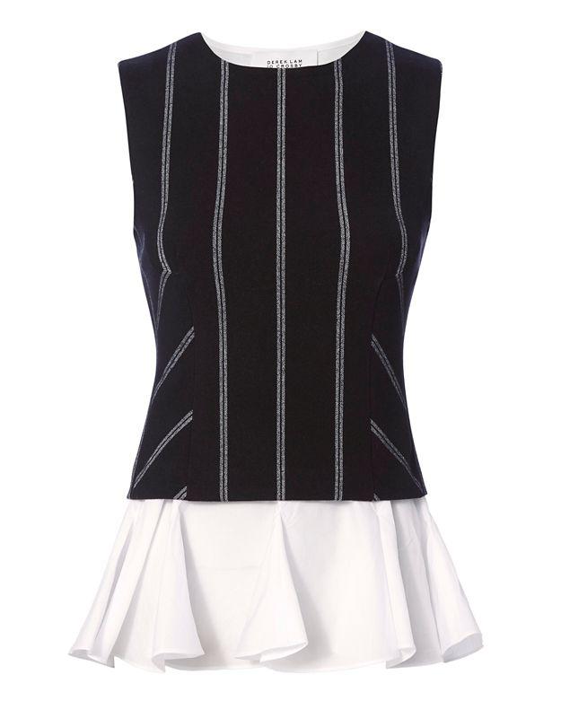 Derek Lam 10 Crosby 2 In 1 Pinstripe Peplum Top