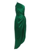 Michelle Mason Twist Knot One Shoulder Emerald Dress Emerald Zero