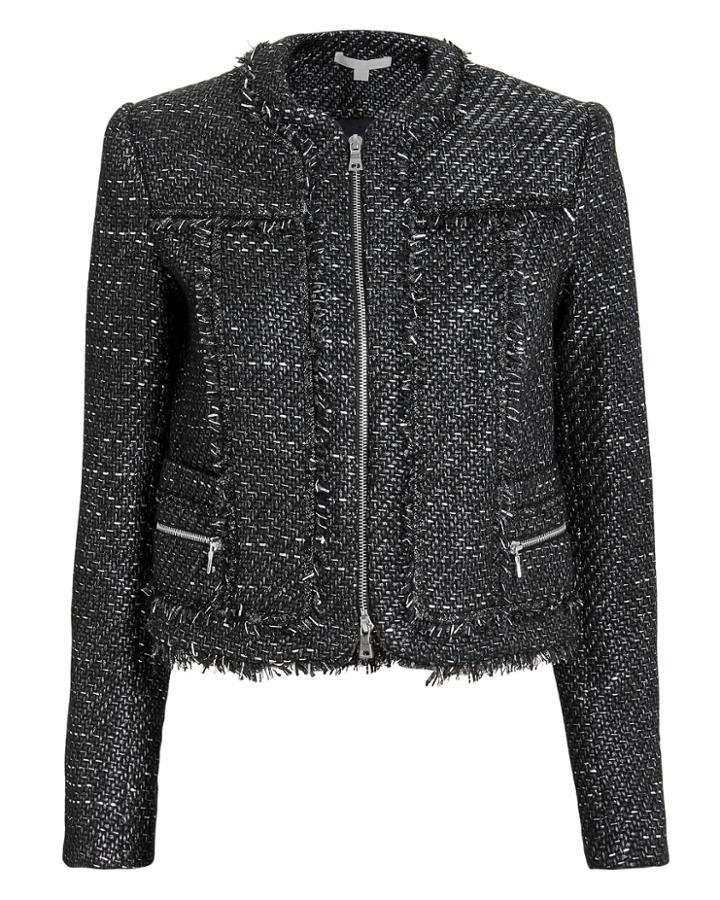 Jonathan Simkhai Sparkle Boucl Cropped Jacket Black/silver P