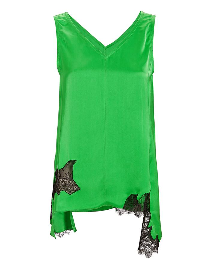 Helmut Lang Deconstructed Satin Slip Tank Green P