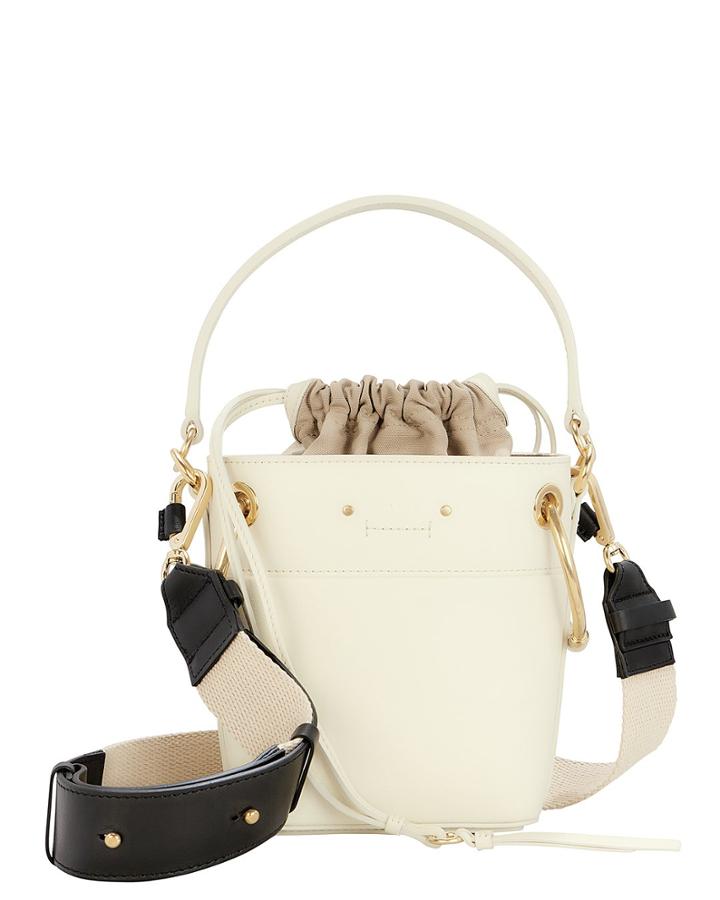 Chloe Chlo Roy Mini Leather Bucket Bag White 1size