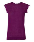 Helmut Lang Frayed Edge Sleeveless Cashmere Top Purple-drk S