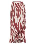 Anine Bing Lucky Wrap Zebra Midi Skirt Red/white S