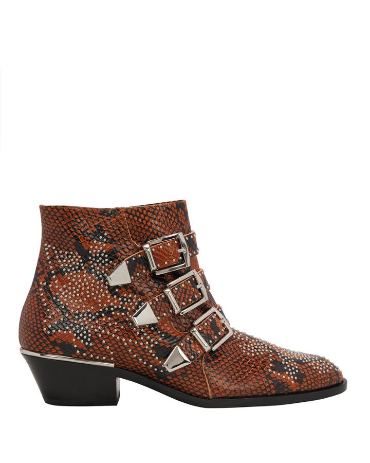 Chloe Chlo Susanna Embossed Booties Brown 37