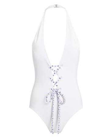 Evarae Valentina Lace-up One Piece White/blue S