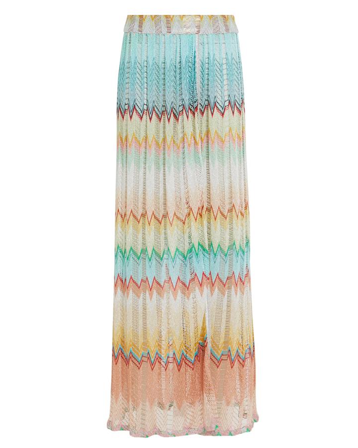 Missoni Mare Open Knit Maxi Skirt Turquoise/yellow/beige/coral 38