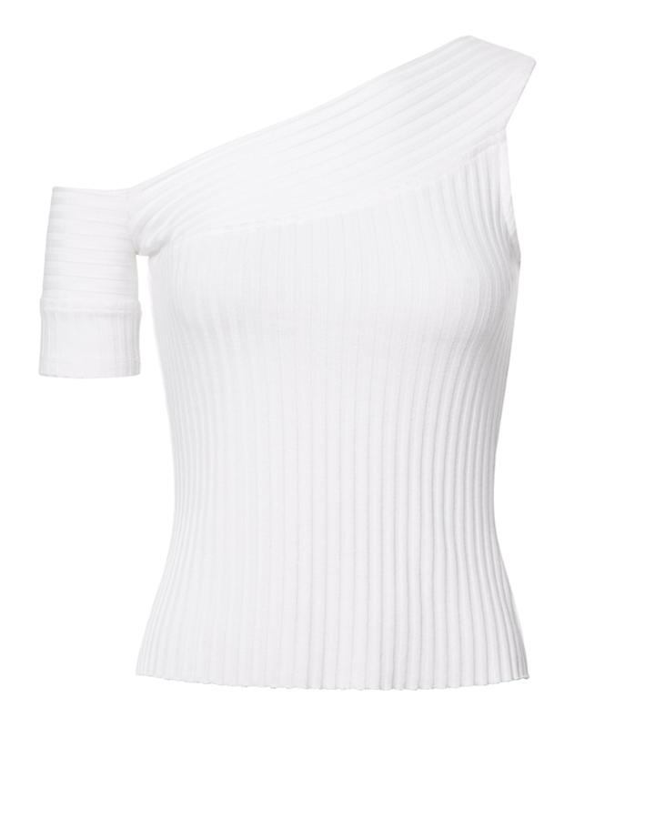 The Range Ribbed One Shoulder Tee White P