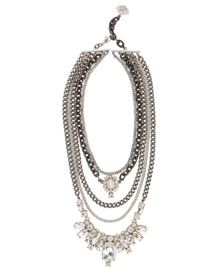 Laura Cantu Pre-layered Crystal Necklace Metallic 1size