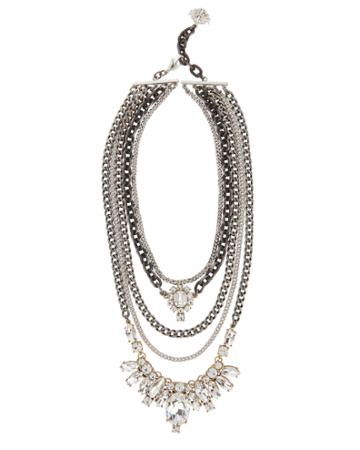 Laura Cantu Pre-layered Crystal Necklace Metallic 1size