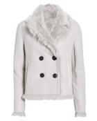 Yves Salomon Reversible Double-breasted Grey Shearling Coat Grey-lt 34
