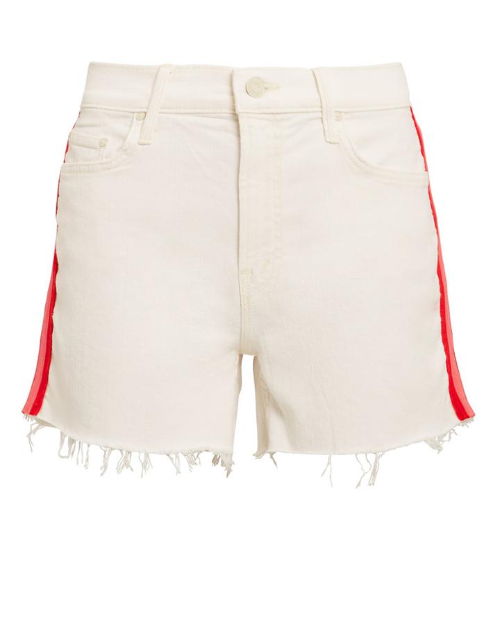 Mother Sinner Frayed Shorts Ivory/red/pink 30