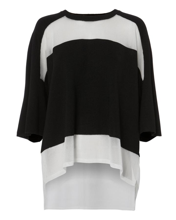 Public School Mesh Insert Knit Top Black P