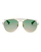 Gucci Green Gradient Aviator Sunglasses