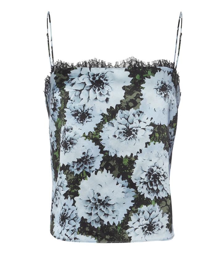 Fleur Du Mal Lace Trim Blue Floral Cami Multi S