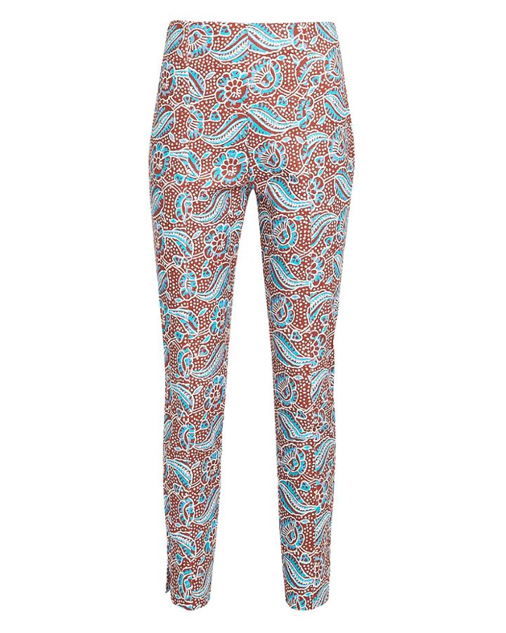 Veronica Beard Honolulu Skinny Cropped Pants Red Floral 2