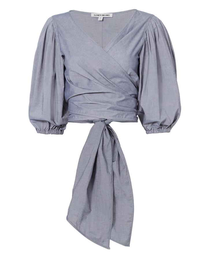 Elizabeth And James Farrah Tie Wrap Top Denim-lt P