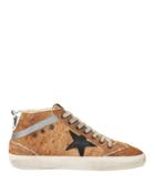 Golden Goose Mid Star Brown Leather And Shearling Sneakers Brown 36