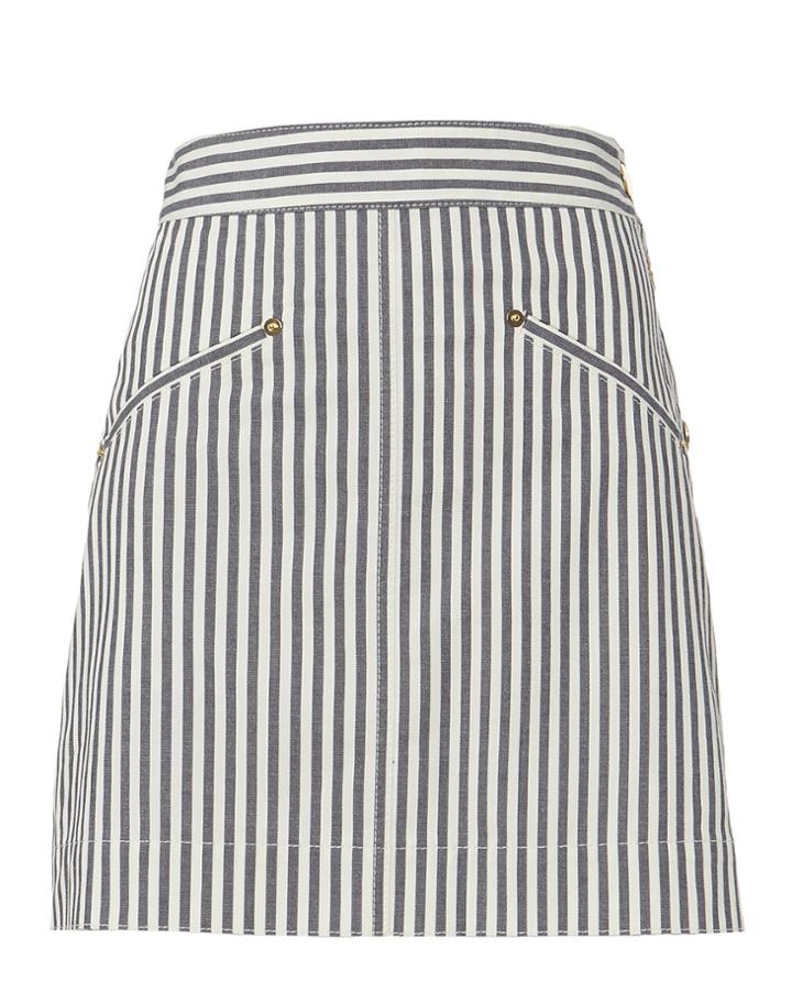 Derek Lam 10 Crosby Striped Mini Skirt Blue-med Zero