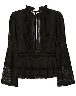 Sea Macrame Bell Sleeve Top
