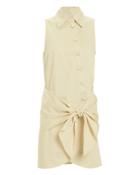 Tibi Tie Waist Shirt Dress Pale Yellow 4