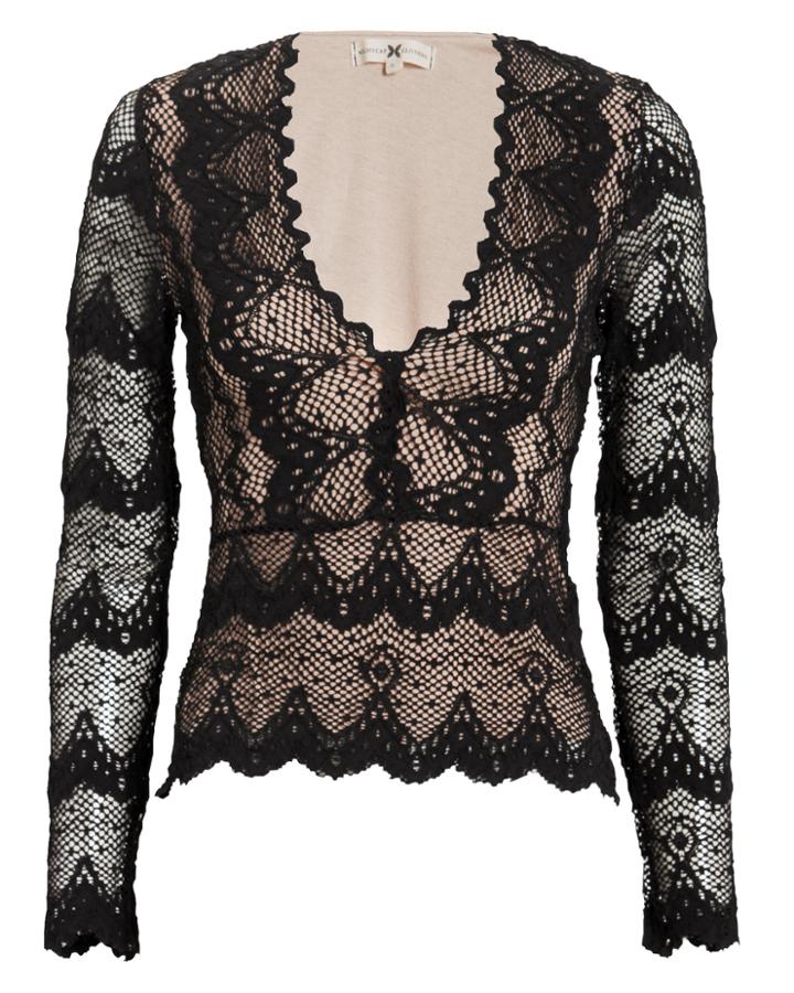 Nightcap Clothing Stretch Lace Top Black P