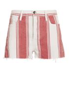 Frame Le Fiery Stripe Cutoff Shorts Red 24
