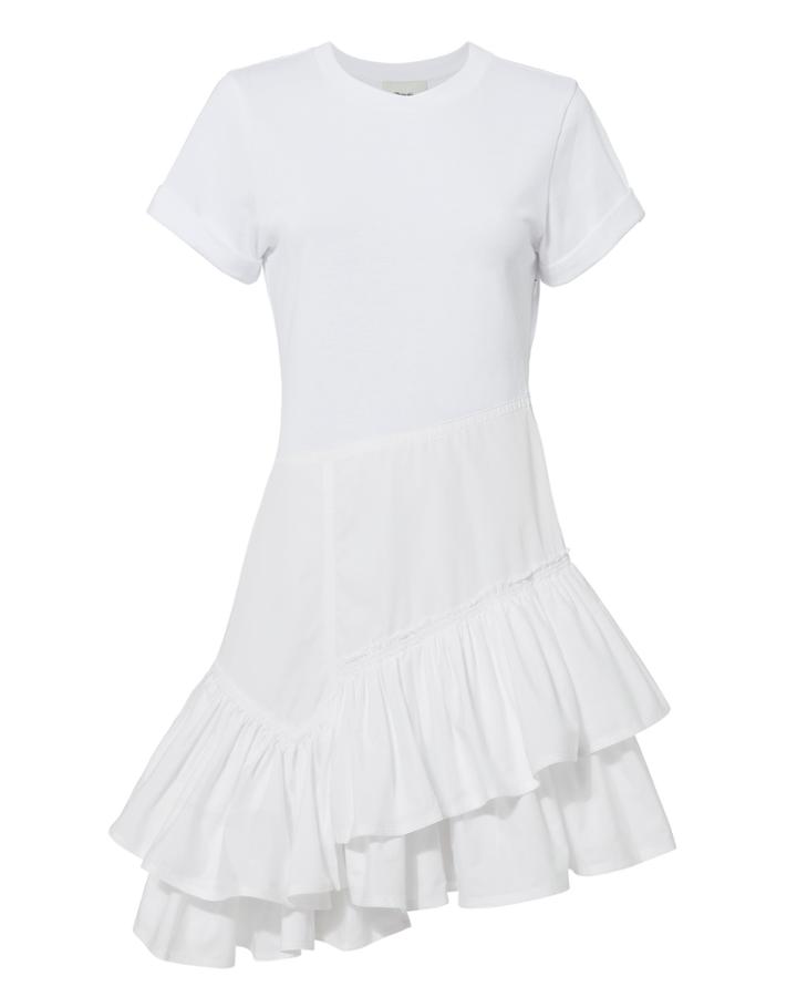3.1 Phillip Lim Flamenco Ruffle T-shirt Dress White P