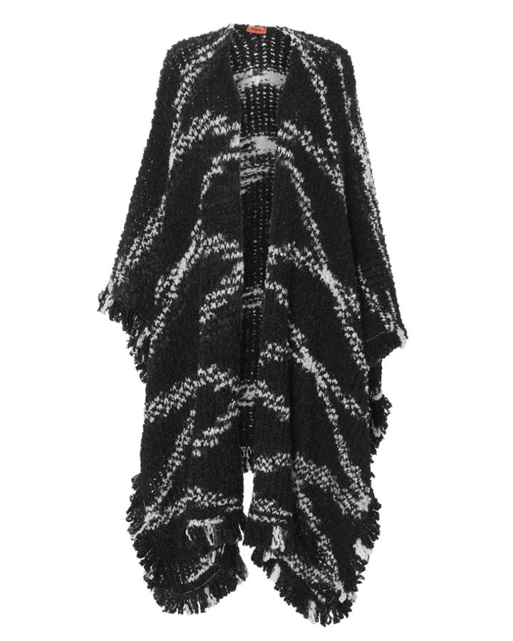 Intermix Missoni Fringe Knit Shawl Black/white 1size