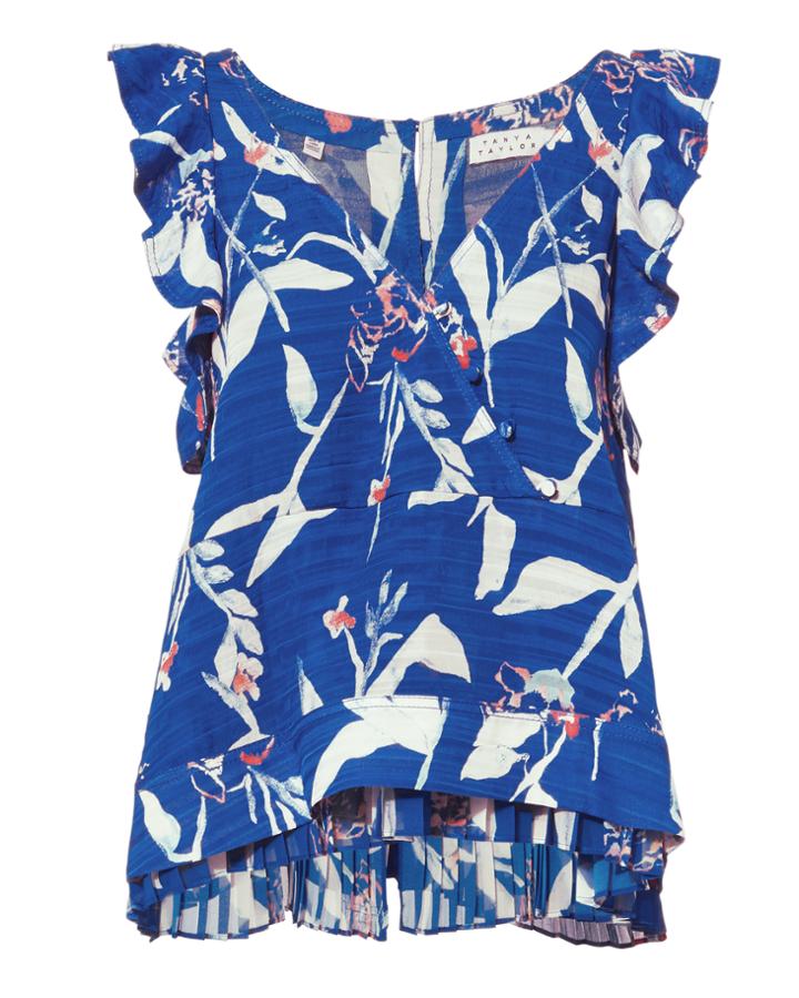 Tanya Taylor Parrot Mila Top Blue-med Zero