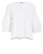 Atm Collection Atm Anthony Thomas Melillo Mixed Media Ruffled Jersey Top White M