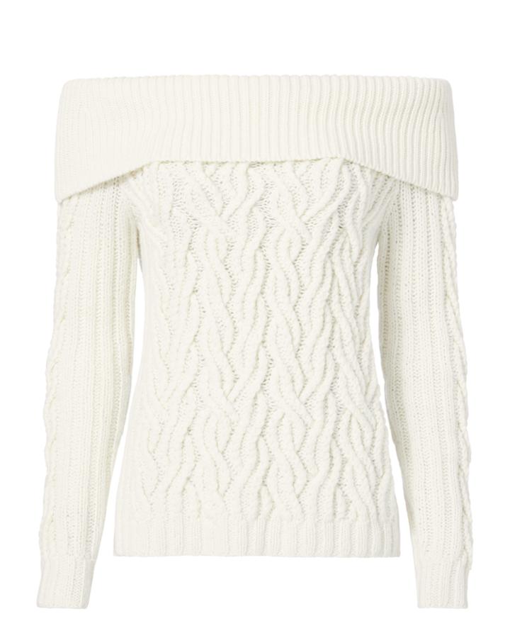 Exclusive For Intermix Off Shoulder Cable Knit Sweater