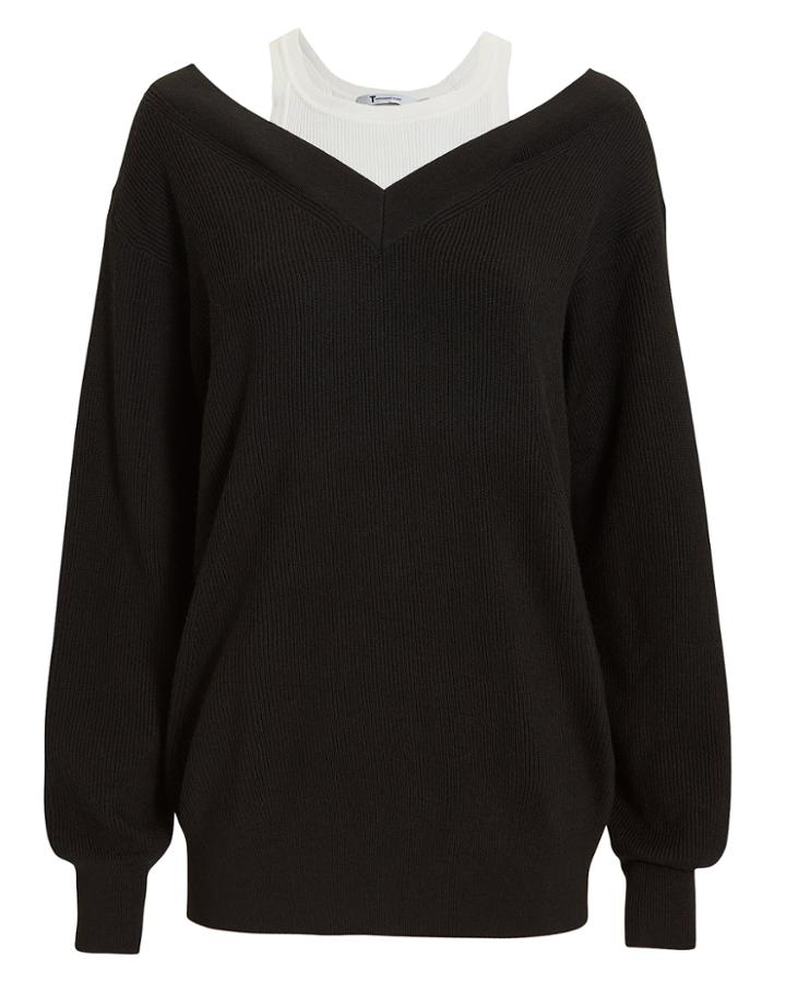 T By Alexander Wang Bi-layer Off Shoulder Sweater Black M