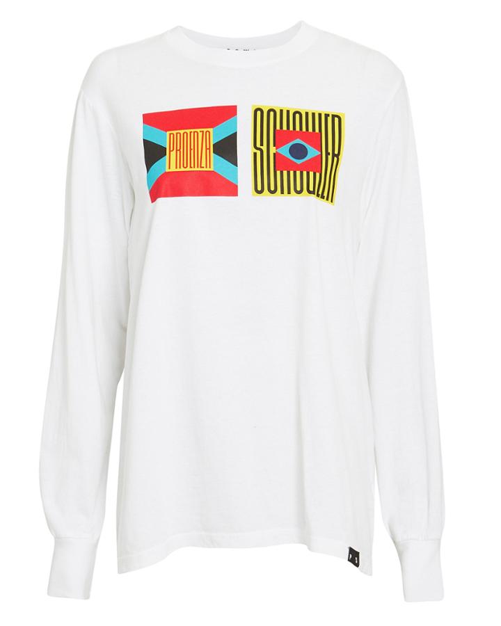 Proenza Schouler Pswl Logo Jersey Long-sleeve T-shirt White S